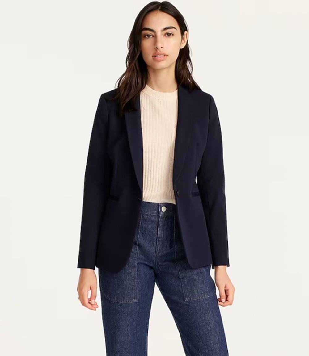 J. Crew Single-Breasted Long Sleeve Lined Casual Blazer Black 0 Petite